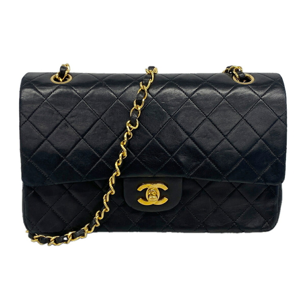 Chanel Matelassé Shoulder Bag, Double Flap, Chain, Lambskin, Black, Women's